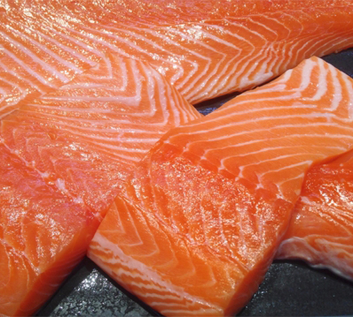 Pieces of fresh wild salmon