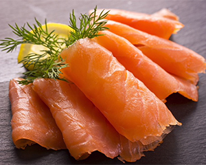 Sliced smoked salmon